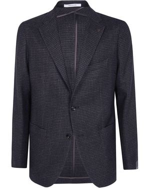 Tagliatore Singlebreasted Jacket With A Micro Check Pattern - Blue