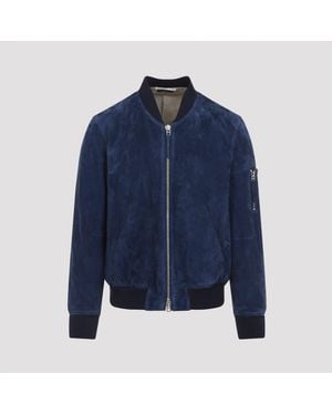 Tom Ford Soft Suede Bomber - Blue