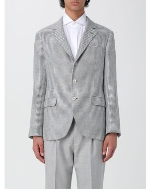 Brunello Cucinelli Wool Blend Houndstooth Blazer - Gray