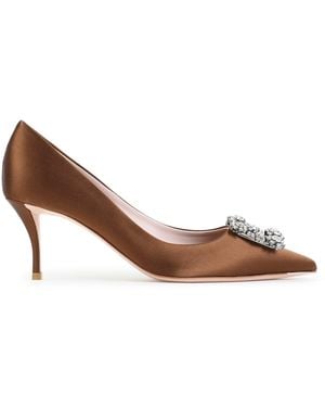 Roger Vivier Cacao Flower Strass 65 Viscose Pumps - Brown