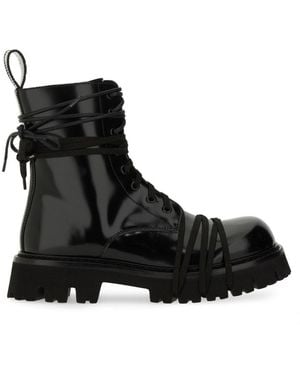 Moschino Lace Up Combat Boots - Black