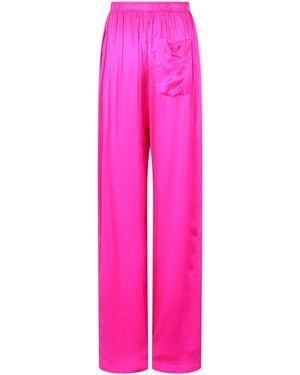 Balenciaga Bb Paris Silk Pajama Pants - Pink
