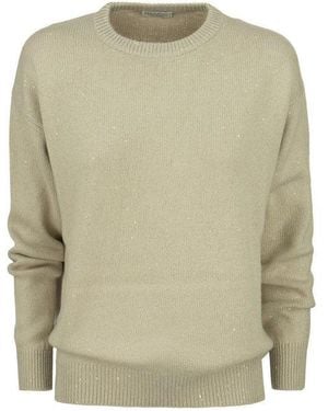 Brunello Cucinelli Wool Silk Crewneck Sweater - Natural