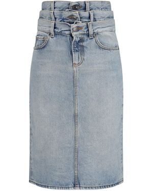 Fiorucci Midi Denim Skirt Triple-Layer - Blue