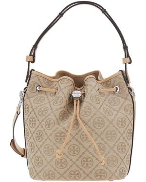 Tory Burch Handbag T Monogram Mini Bucket - Natural