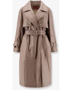 Stella Maxwell X Marella First Class Leather Trench With Padding - Natural