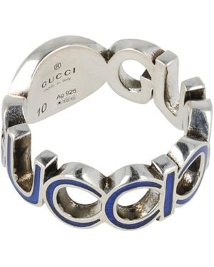 Gucci Sterling Interlocking G Ring - Blue