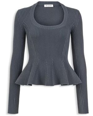 Alaïa Top Peplum A Coste - Blue