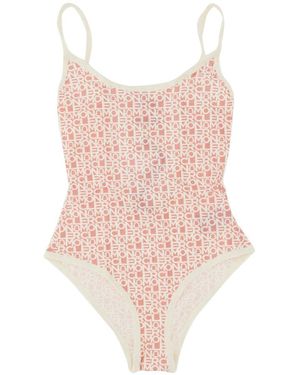 Moncler One Piece Swimsuit With Logo - Pink