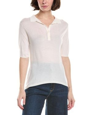 Eleventy Off Knit Half-Sleeve Polo - White