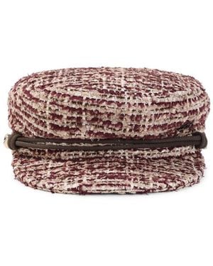 Maison Michel Burgundy New Abby Tweed Hat - Red