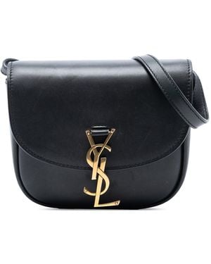 Saint Laurent Small Leather Monogram Kaia Crossbody - Blue