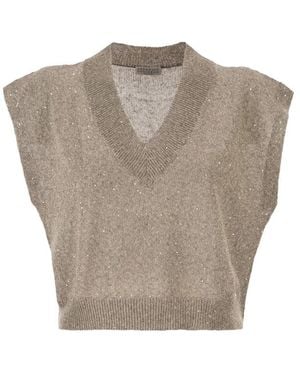 Brunello Cucinelli Waistcoat Linen Blend - Gray