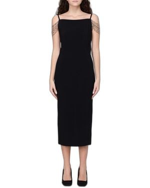Pinko Midi Dress With Jeweled Shoulders - Black