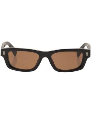 Brunello Cucinelli Rectangular Acetate Sunglasses With Amber Lenses - White