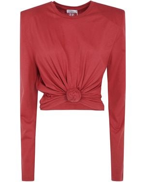 Magda Butrym Cropped Twist Long Sleeves Top - Red