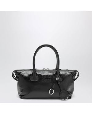 Miu Miu Logo-Embossed Leather Tote Bag - Black