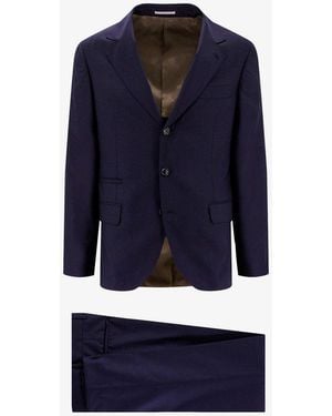 Brunello Cucinelli Dark Wool Silk Suit - Blue