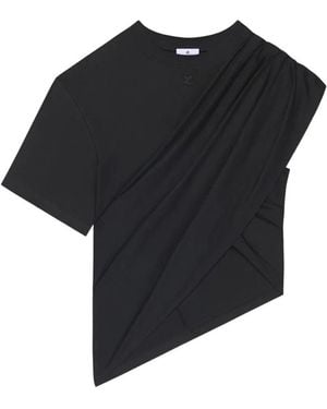 Courreges Asymmetrical Twist T-Shirt - Black