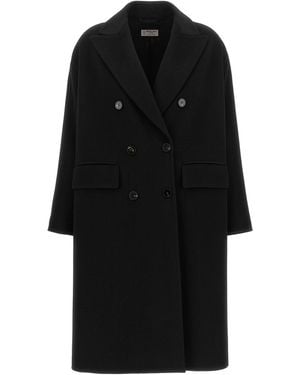 Alberto Biani Double-Breasted Wide Coat - Black