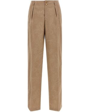 Etro Paisley Jacquard Pants - Natural
