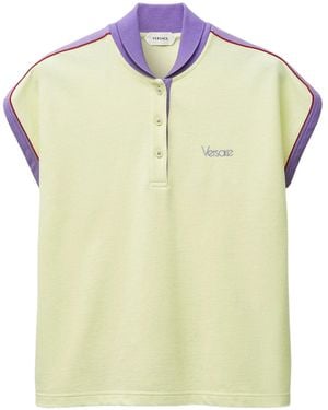 Versace Cotton Piqué Polo Shirt With Embroidered Logo - Yellow