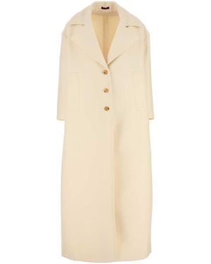 Gucci Coat Crepe Wool Slk Gg_Petite - White