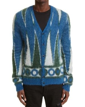Amiri Backgammon Brushed Cardigan - Blue