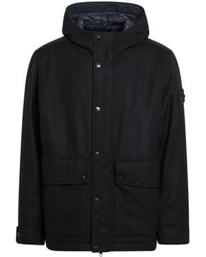 Stone Island 4100018 Wool Nylon Flannel_S.I. Ghost Parka - Black