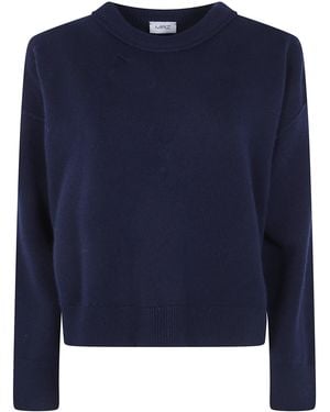 Mrz Cropped Oversized Round Neck Sweater - Blue