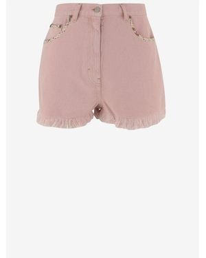 Valentino Old Rose Cotton Denim Shorts - Pink
