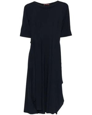 High Crew-Neck Midi Dress - Blue