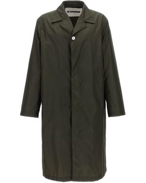 Jil Sander Single-Breasted Nylon Twill Trench Coat - Green