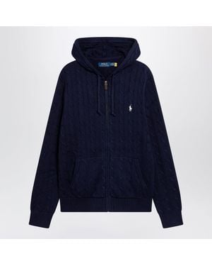 Polo Ralph Lauren Cotton Cableknit Zipup Cardigan - Blue