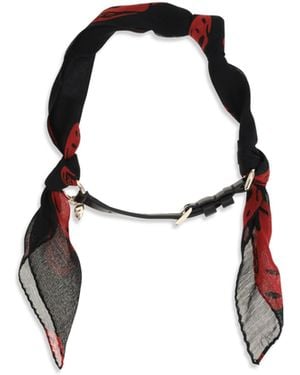 McQueen Bracelet Double-Wrap Skull Scarf - Black