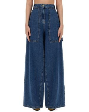 Etro Wide Leg Cotton Jeans - Blue