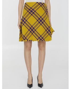 Burberry Check Wool Kilt - Yellow