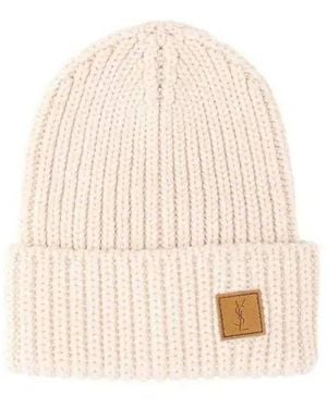 Saint Laurent Chunky Knit Beanie - Natural