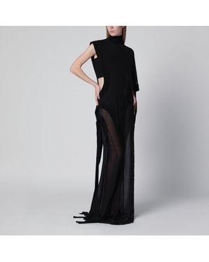 Francesco Murano Long Oneshoulder Silk Dress - Black