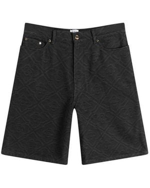 CASABLANCA Laser Monogram Denim Shorts - Black