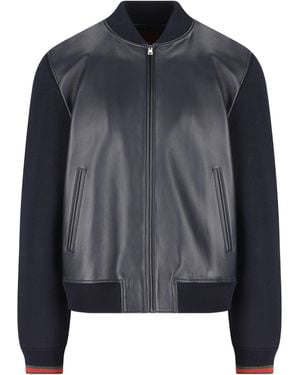 Gucci Leather Paneled Jacket - Black