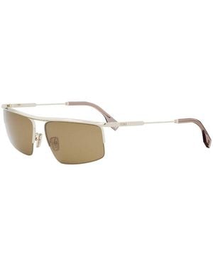 Fendi Sunglasses Rectangle Full Rim, Frame And Lens Fe40141U32E - Metallic