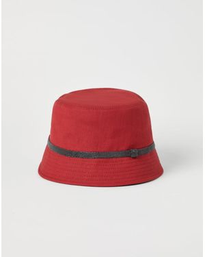 Brunello Cucinelli Linen Blend Bucket Hat - Red