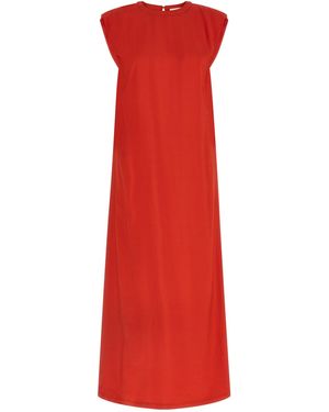 Nude Round-Neck Dress - Red