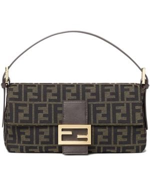 Fendi Baguette Ff-Jacquard Tote Bag - Gray