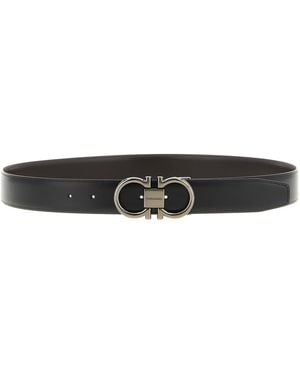 Ferragamo 'Double Gancini' Reversible Belt - Black