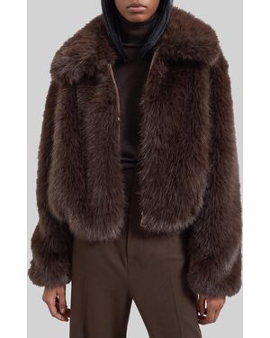 Frankie Shop Dark Plum Hope Faux Fur Jacket - Brown