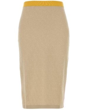 Fendi Sand Stretch Cotton Blend Skirt - Natural