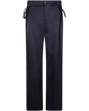 Ann Demeulemeester 'Tita' High Comfort Pants With Double Ribbon Clo - Blue