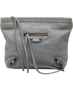 Balenciaga Lambskin Motocross Classic Clutch - Gray